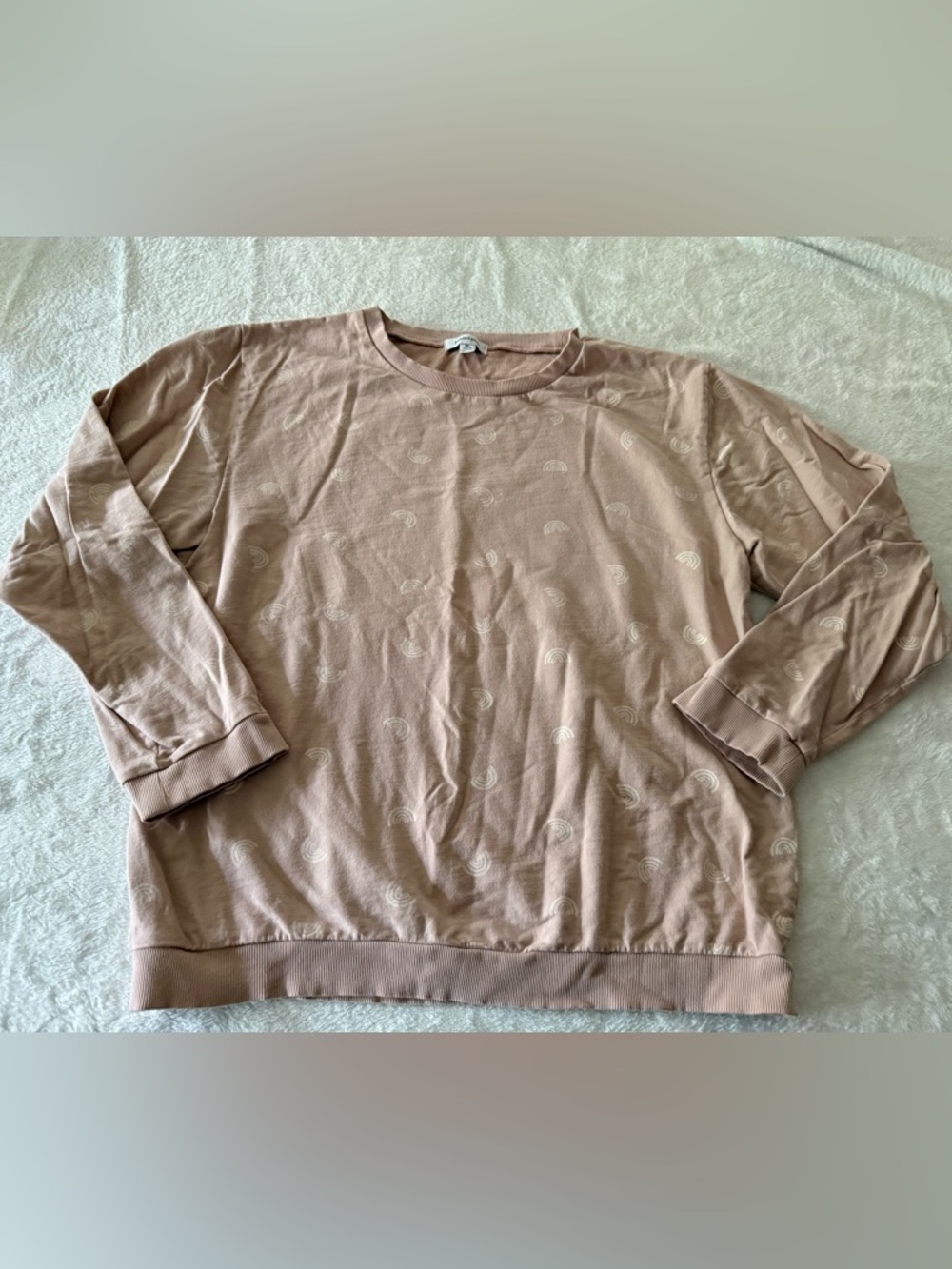 Polished Prints Beige Rainbow Pattern Organic Cotton Pullover Sweatshirt XL